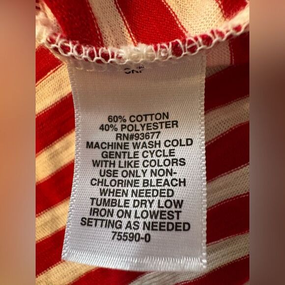 NWT Liz Claiborne Tee Cinched Red and White Size XS - Picture 6 of 6